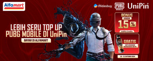 Top Up PUBG Mobile dan Bayar di Alfamart, Gratis Kopi Kenangan Indonesiano + Bonus 15% UniPin Credits
